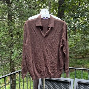 J. Ashford Men's Brown Sweater, 100% Extra fine merino wool sz. XL